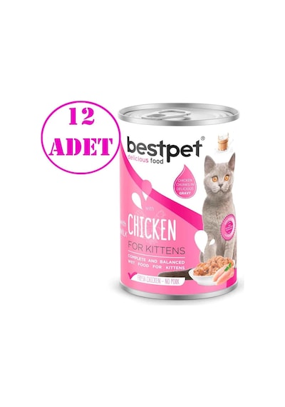 Best Pet Yavru Kedi Konservesi Tavuklu Ve Sütlü 400 Gr 12 Ad
