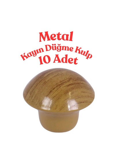10 Adet Metal Yuvarlak Ahşap Desen Düğme Kulp - Çocuk Odası, Mutfak Dolap İçin Modern Çekmece Kulbu Kayın Kayın