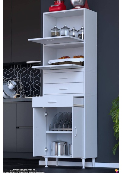 Lorin 55 Cm 4 Kapaklı Raflı Çok Amaçlı Mutfak Kiler Ve Depolama Dolabı Beyaz Boy Dolabı-55x194x32 Cm Lorin 55 Cm 4 Kapaklı Raflı Çok Amaçlı Mutfak Kiler Ve Depolama Dolabı Beyaz Boy Dolabı-55x194x32 Cm