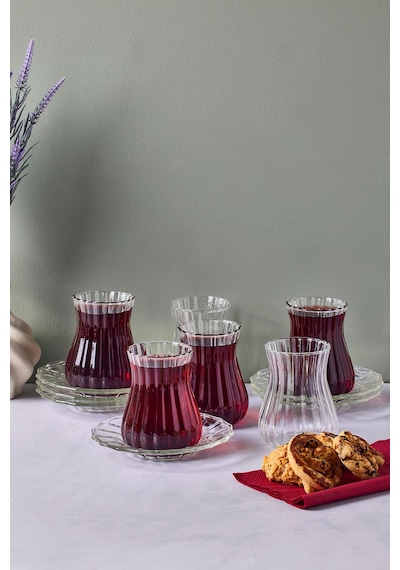 Perotti 12 Parça Çay Takımı Harmancık Sade 18035 Şeffaf