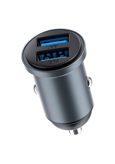 Wiwu Wi-cc031 Nano Lite Serisi Dual Usb-a Hızlı Şarj Özellikli Araç Şarj Aleti Pd 12w Gri