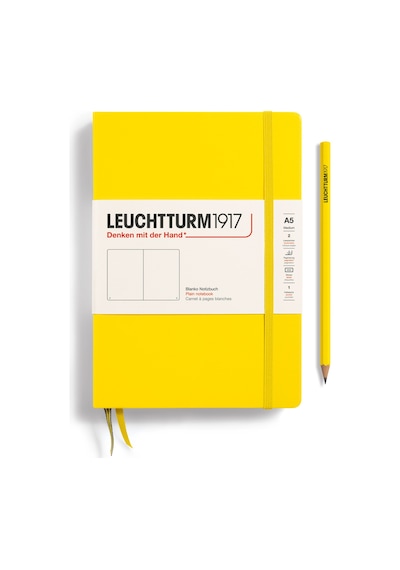 Leuchtturm1917 Not Defteri Orta Boy A5 , Sert Kapak, 251 Numaralandırılmış Sayfa, Düz, Limon Sarı