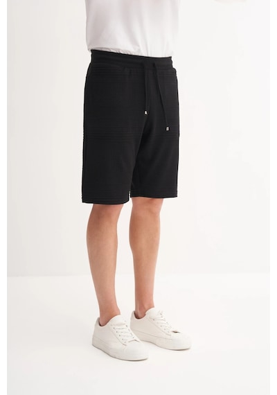 Cazador Regular Fit Örme Dokulu Bermuda Şort 6074 Siyah Siyah