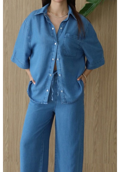 Lacarıno Lacarino 8287 Kadın Gömlek&pantolon Takım Blue