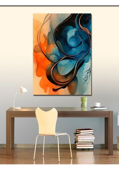 Kanvas Tablo Mavi-turuncu Soyut Sanat 100cmx140cm