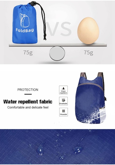 Sportive Katlanabilir Su Geçirmez Spor Sırt Çantası Ultra Hafif Foldable Seyahat & Kamp Çantası 41 Cm Koyu Mavi