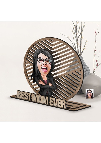 Bk Gift Kişiye Özel 3 Katmanlı Anne Karikatürlü Ahşap Biblo-19 Anneye Hediye, Anneler Günü Hediyeleri Kobitmeyen138175 Bk Gift