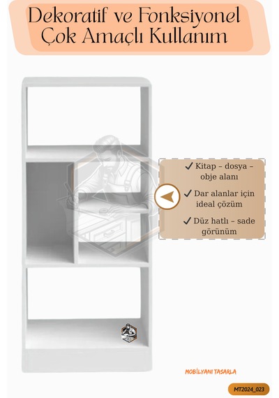 Tamamı Mdf 5 Bölmeli Modern Beyaz Kitaplık Salon/yatak Odası/çalı