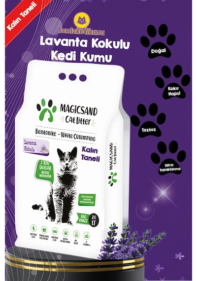 Magicsand Cat Litter Lavanta Kokulu Kalın Bentonit Kedi Kumu 20 L Magicsand Cat Litter Lavanta Kokulu Kalın Bentonit Kedi Kumu 20 L