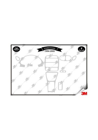 Hyundai Accent 1994-2000 Torpido Konsol Trim Göğüs Maun Kaplama Set 8 Parça Gümüş