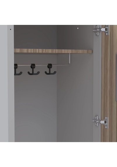 Tek Kapılı Metal Gövdeli Ahşap Kapaklı Soyunma Dolabı Askılıklı Ve Raflı Ev & Ofis Kullanımına U Gri
