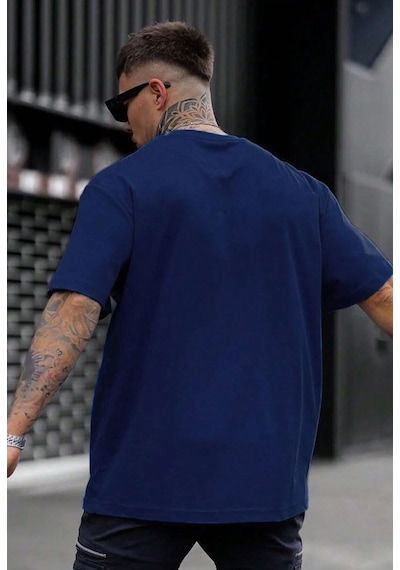 Hırsch Unisex Lacivert California Baskılı Oversize T-shirt Lacivert