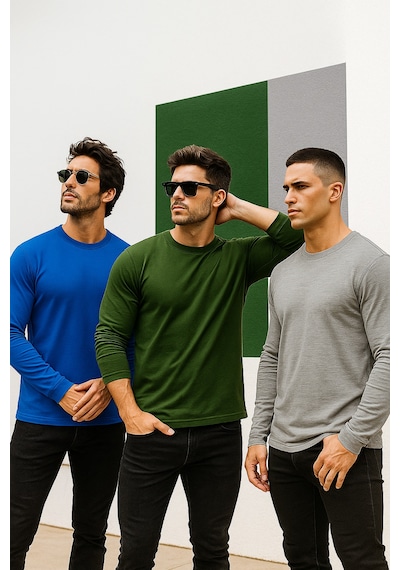 Rich Erkek Mavi-haki-grimelanj 3'lü Paket Basic Uzun Kollu Body Mavi-haki-grimelanj
