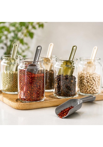 6'li Mini Baharat Kaşığı Seti Plastik Ölçü Kaşığı Baharat Küreği Kahve Şeker Tuz Ölçme Kaşığı Halkalı Mutfak Ölçü Seti Asorti Renk Çok Renkli