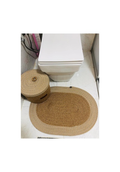 Jüt,hasır,2 Li,banyo Paspas Takımı,bohem Tarzı Banyo Takımı,iskandinav Paspas/sepet/25x25 Hasırkrem Hasırkrem
