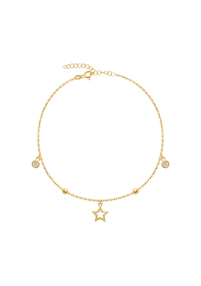 Zirkon Taşlı Pırlanta Montür Altın Kaplama Yıldız Figürlü Gümüş Bileklik Gümüş - Rose Gold