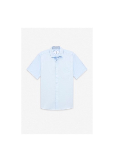 Süvari Buz Mavi Regular Klasik Yaka Düz Twill Torba Cep Düz Kısa Kollu Klasik Gömlek Sgm1007500001-m01