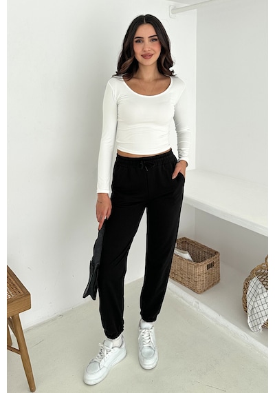 Kadın Bağcıklı Jogger Pantolon & Eşofman Altı Sportif & Enerjik Stil Siyah Kadın Bağcıklı Jogger Pantolon & Eşofman Altı Sportif & Enerjik Stil Siyah