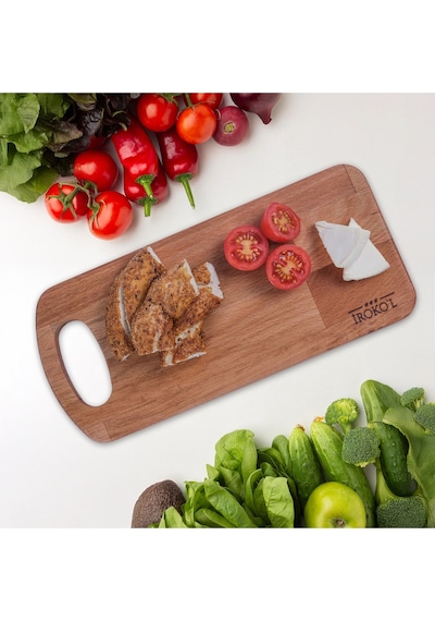 İroko L Kayın Ahşap Kesme Tahtası 30x13,5 Cm Doğal, Dayanıklı, El Yapımı Mutfak Sunum Tahtası Ahşap