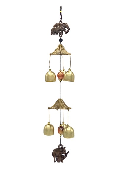 Feng Shui Metal Rüzgar Çanı Iki Katlı Bereket Filleri 6 Çan