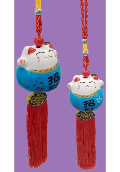 Feng Shui Maneki Neko Şans Kedisi Mavi No.2
