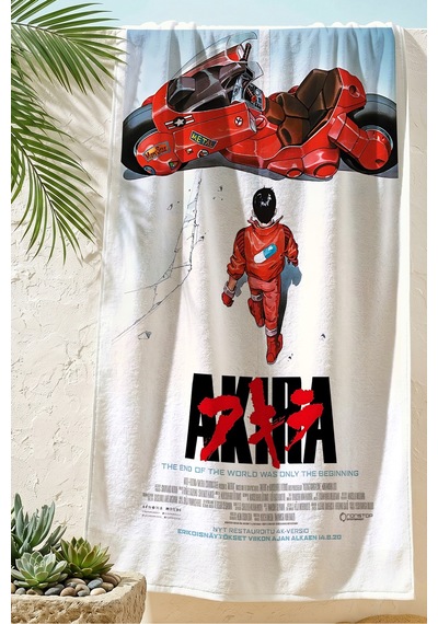 Motor Sporları Anime Plaj Havlusu - Kırmızı Beyaz Vintage Poster Hızlı Kuruyan Mikrofiber Havlu Sedef Porselen