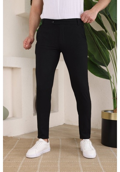 Efnaz Style Erkek Slim Fit Dilli Kumaş Pantolon siyah