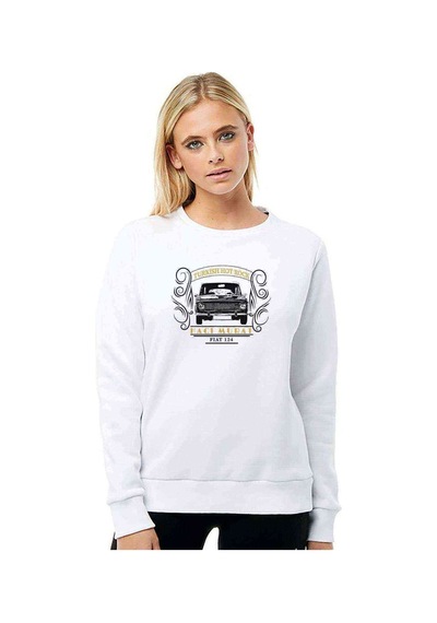 Turkish Hotrock Murat 124 Baskılı Beyaz Kadın Sweatshirt