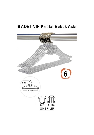 Bebek Elbise Askısı 6 Adet Kristal-kalp Bebek Kıyafet Askısı Vıp Plastik Beyaz Tr Diğer