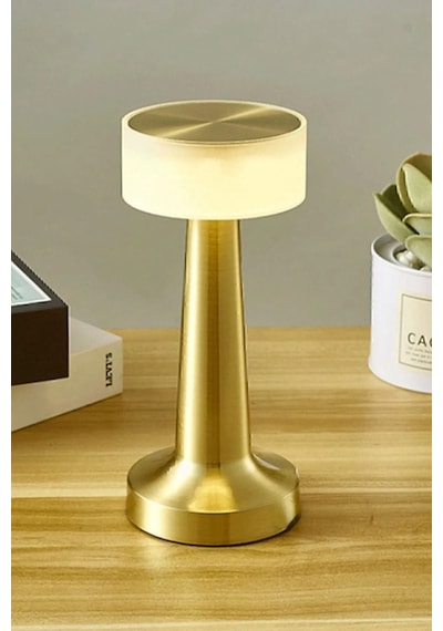 Dekoratif Şarjlı Dokunmatik Led Masa Lambası Usb Kablolu Abajur Ve Gece Lambası Hl-016 Gold