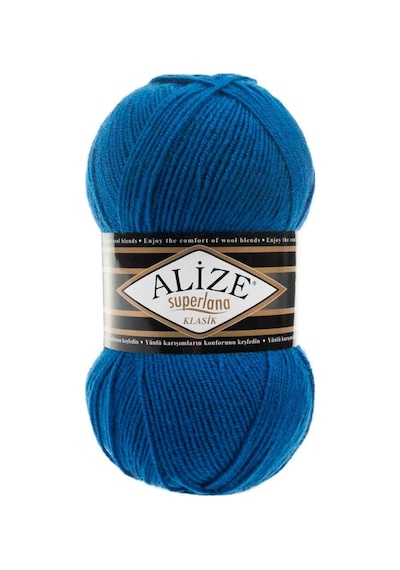 Süperlana Klasik - 141 Saks Mavi - 5'li Paket - 100gr/280m - El Örgü İpi - Atkı Yelek Kazak İpi