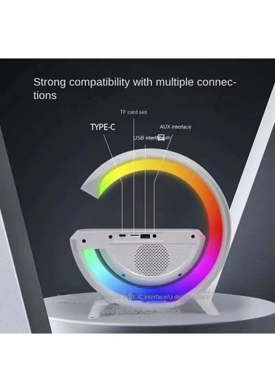 Forlife Kablosuz Şarj Özellikli Bluetoothlu Çok Fonksiyonlu Masa Lambası Çok Renkli