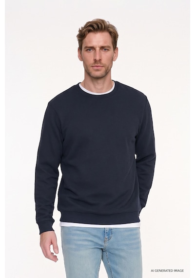 Ac&Co / Altınyıldız Classics  Erkek Lacı 2 İplik Sıcak Tutan Standart Fit Normal Kesim Bisiklet Yaka Sweatshirt Lacı Lacivert