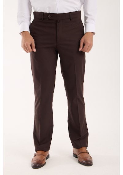 Erkek Regular Fit Kumaş Pantolon Kahverengi