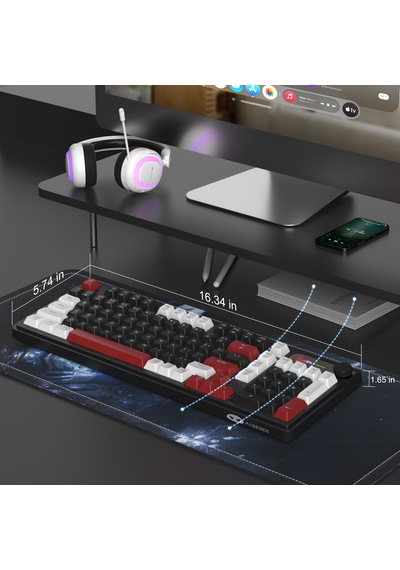 Magegee Gk960 Tri-mode Rgb Membran Siyah-bordo Gaming Klavye