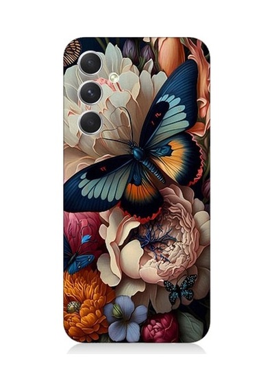 Samsung Galaxy A24 Uyumlu Kelebek Ve Çiçek Desenli Silikon Kılıf