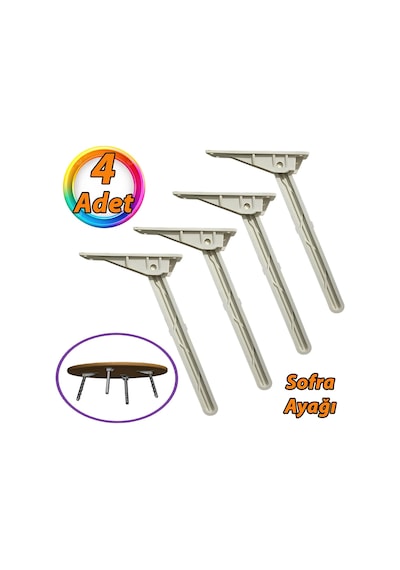 4 Adet Katlanabilir Beyaz Yer Sofra Ayağı Katlanır Yer Sofrası Sini Altı Plastik Ayak 22 Cm