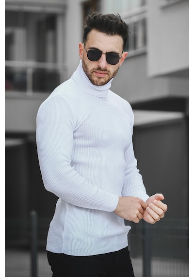 Oksit Seka 813 İnce Fitilli Slim Fit Erkek Boğazlı Kazak 001