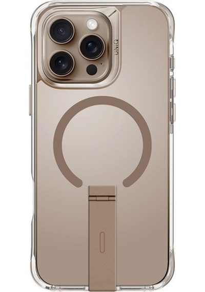 Apple Uyumlu iPhone 16 Pro Kılıf Eleva Serisi Standlı Magsafe Özellikli Magclick Premium Kılıf Gold