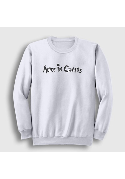 Presmono Unisex Alice In Chains Sweatshirt Beyaz