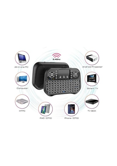 Zk-08 Rgb Işıklı Mini Kablosuz Klavye Touchpad Bluetooth Ve 2.4g Smart Tv Kumandası