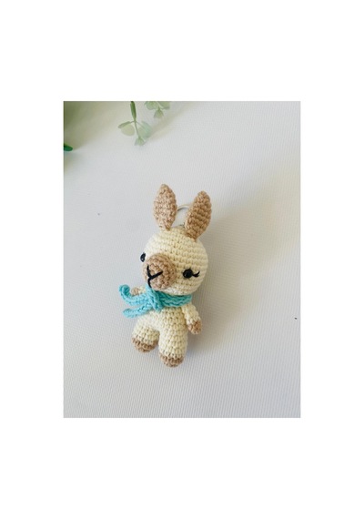 Adenya Sepeti Amigurumi Lama Anahtarlık Krem