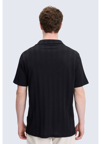 Hatemoğlu Siyah Regular Fit Apaş Yaka 100% Pamuk Casual Gömlek