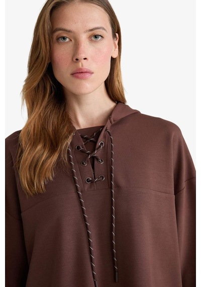 Defacto Modal Bağlama Detaylı Sweatshirt-fall İn Love Loungewear G0002ax25wnbn334 Kahve