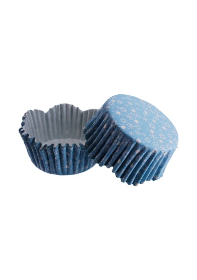 Cupcake Kalıbı Pet Kapsül Kar Desenli Mavi Dalgalı Kek Kalıbı 65X