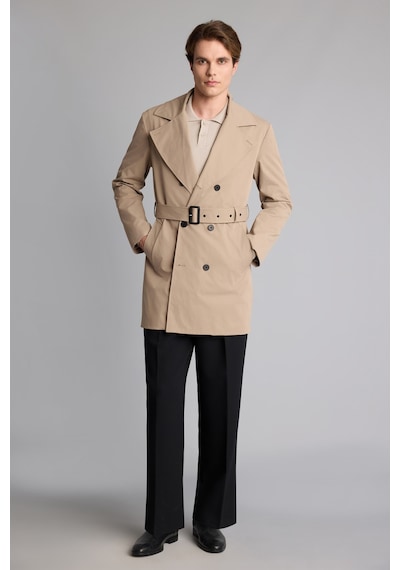 Defacto Slim Fit Astarlı Düğmeli Cepli Kemerli Mevsimlik Trençkot D5528ax26aubg716 Bej-bg716
