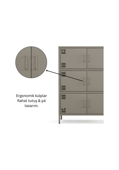 Pera Metal Çok Gözlü Dolap, 6 Kapaklı 80,50 X 40 X 109,50 Cm Ral 7039 Acıbadem Antrasit Pera Metal Çok Gözlü Dolap, 6 Kapaklı 80,50 X 40 X 109,50 Cm Ral 7039 Acıbadem Antrasit