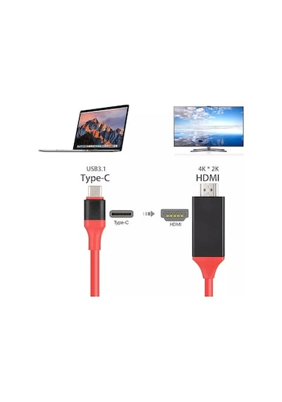 USB Type C 3.1 To HDMI 4330A Çevirici Dönüştürücü Kablo TV