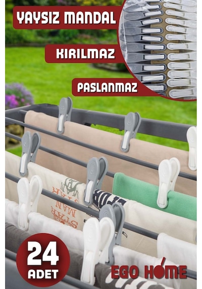 24 Adet Yaysız Mandal Modern Iz Yapmaz Kırılmaz Yaysız Çamaşır İpi Mandalı Süper Güçlü Iz Yapmaz Çok Renkli