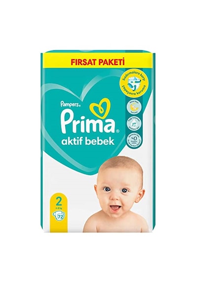 Prima Bebek Bezi Aktif Bebek 2 Numara Mini Fırsat Paketi 72 Adet